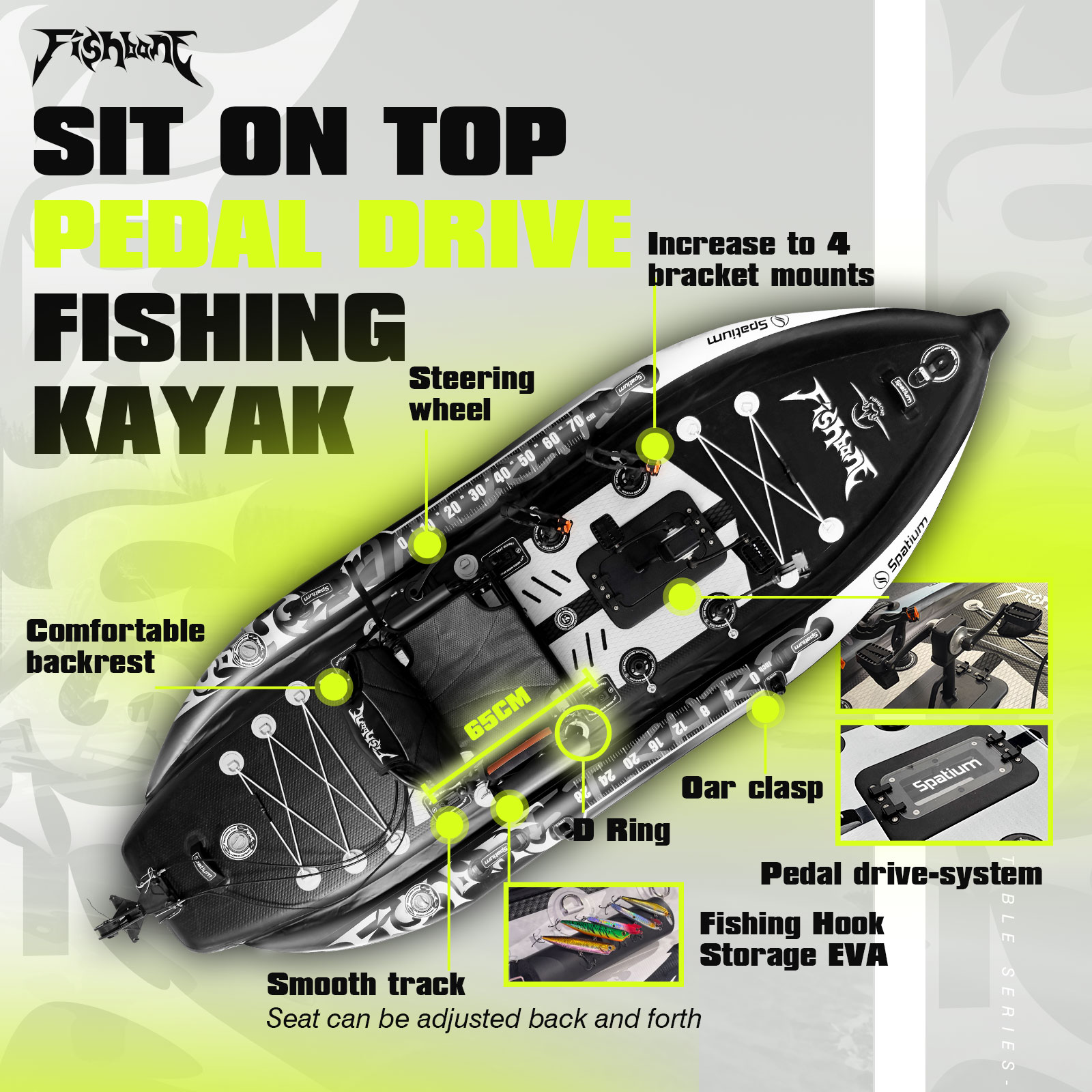 스파티움 페달 카약, 풍선식 낚시 카약, 페달 드라이브 - Fishing Kayak Sit On Top 리뷰 및 가격